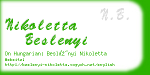 nikoletta beslenyi business card